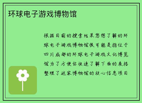 环球电子游戏博物馆